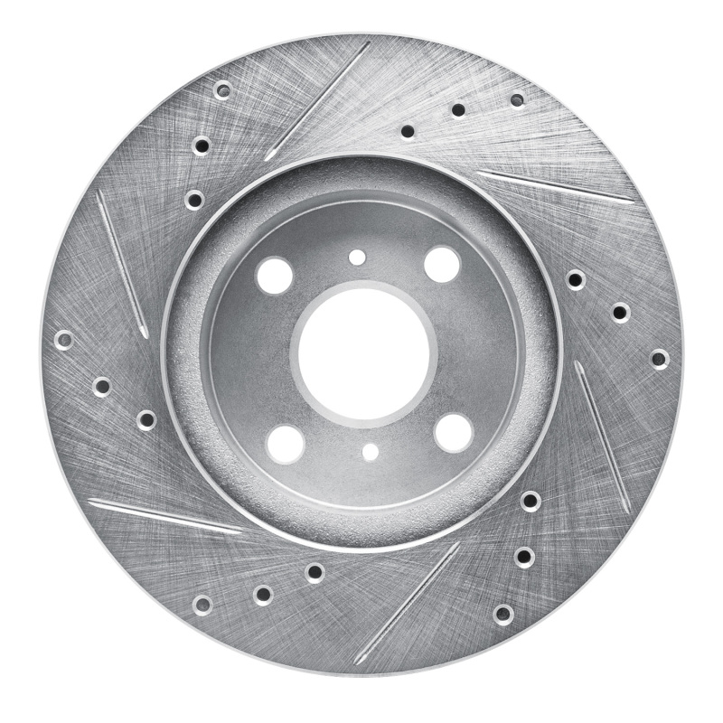 Chevrolet Prizm Brake Rotor (1) - Front Right - R1 Concepts - Drilled & Slotted - Silver - `93-`02